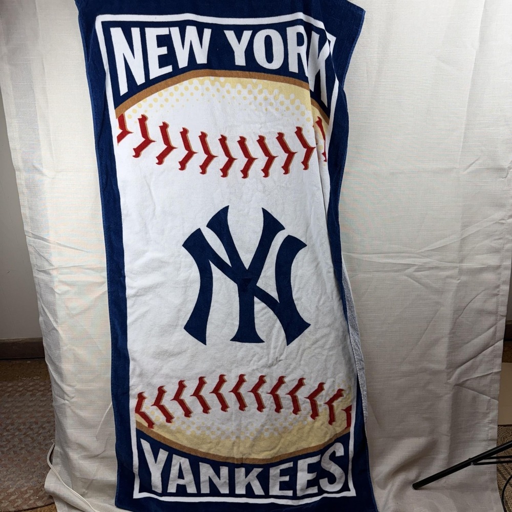 New York Yankees Beach Bath Towel Blue MLB Baseball Cotton Biederlack One Size